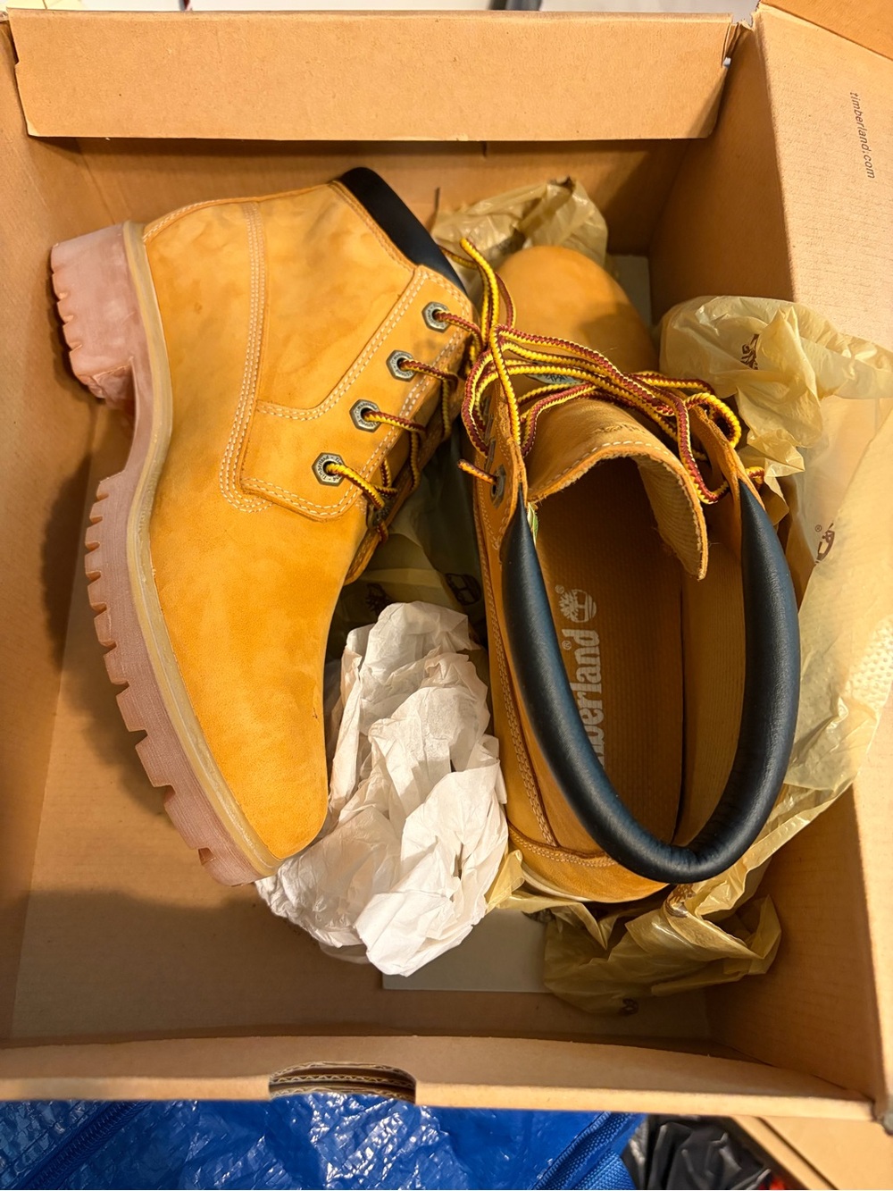 Timberland NIB Nellie Wheat Nubuck Work Boots - Wheat/Tan with Black Collar 9W - Picture 4 of 10